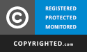A custom "registered, protected monitored" badge that you can use when an image is registered with copyrighted.com.