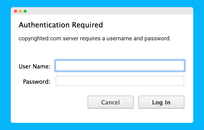 Browser authentication login form.