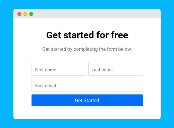 Get started form for gated content.