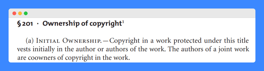 Ownership of copyright clause on a white background.